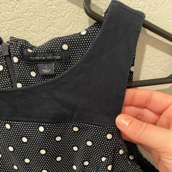 Tommy Hilfiger Navy Blue White Polka Dots Mini BodyCon Dress Size 2 - Picture 3 of 12